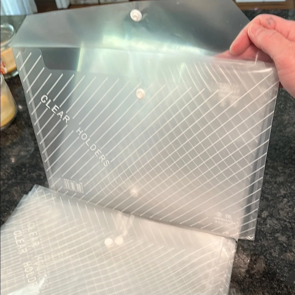 20 x Clear Document Holders Button Snap Closure Letter Size 8.5”x11” holder NWOT
